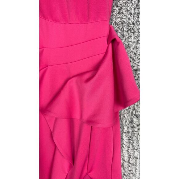 NWT Alexia Admor Valeria Dress Hot Pink Crew Neck Slit Thigh Knee Length Size XL - Picture 4 of 12